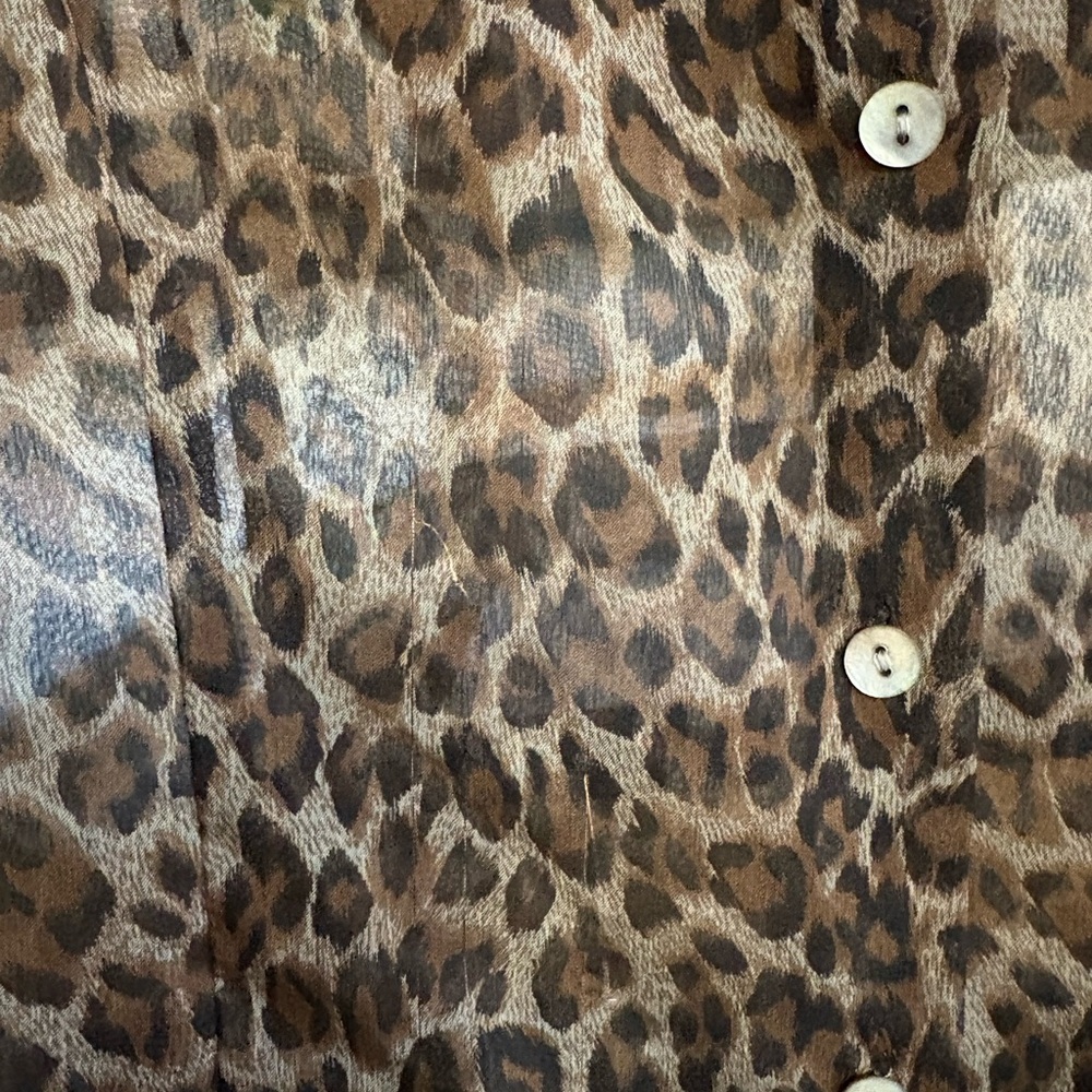 Virgo Leopard Print Button Down Sheer Blouse - image 4